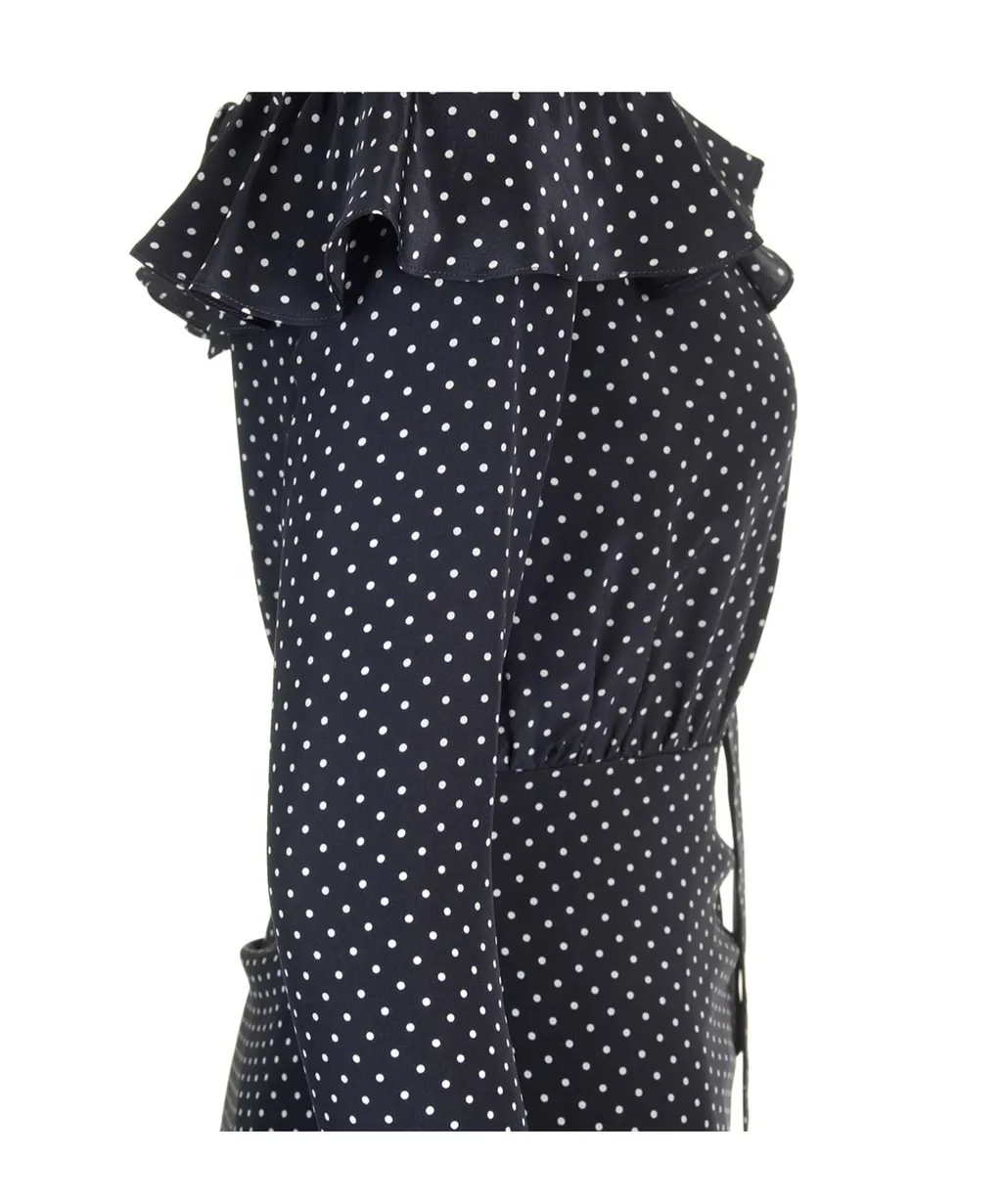 Ruched Polka Dot Printed Dress