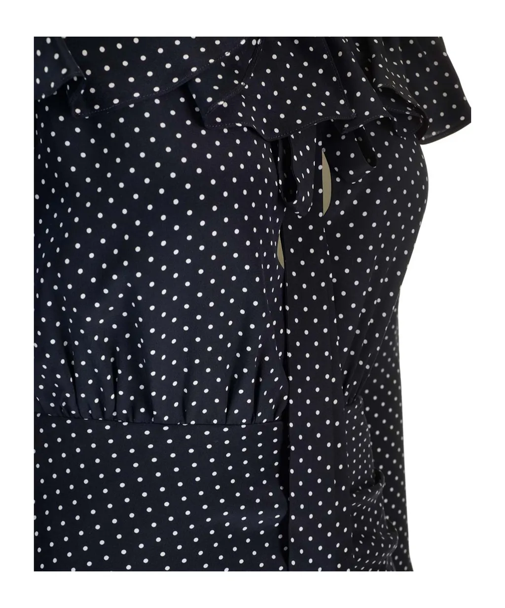 Ruched Polka Dot Printed Dress