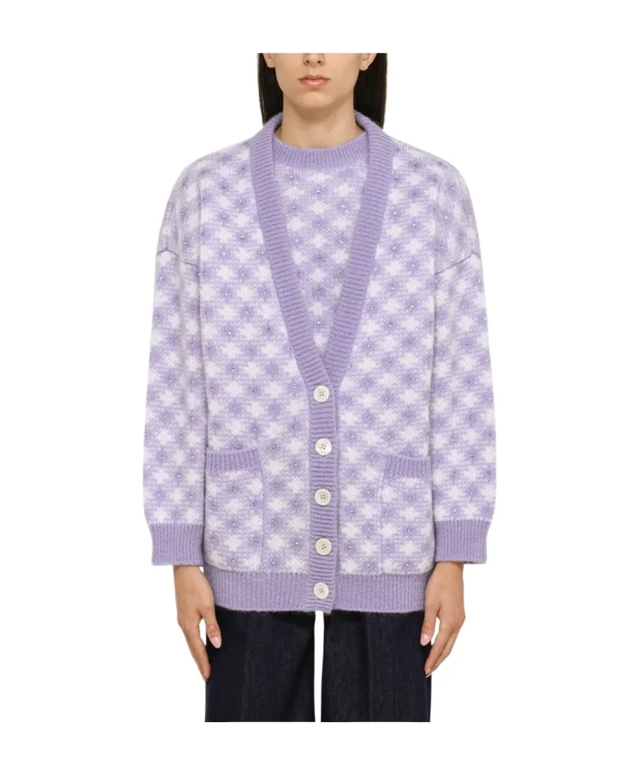 Checked V-Neck Cardigan