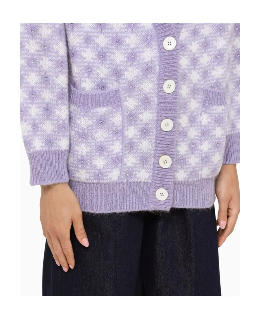 Checked V-Neck Cardigan