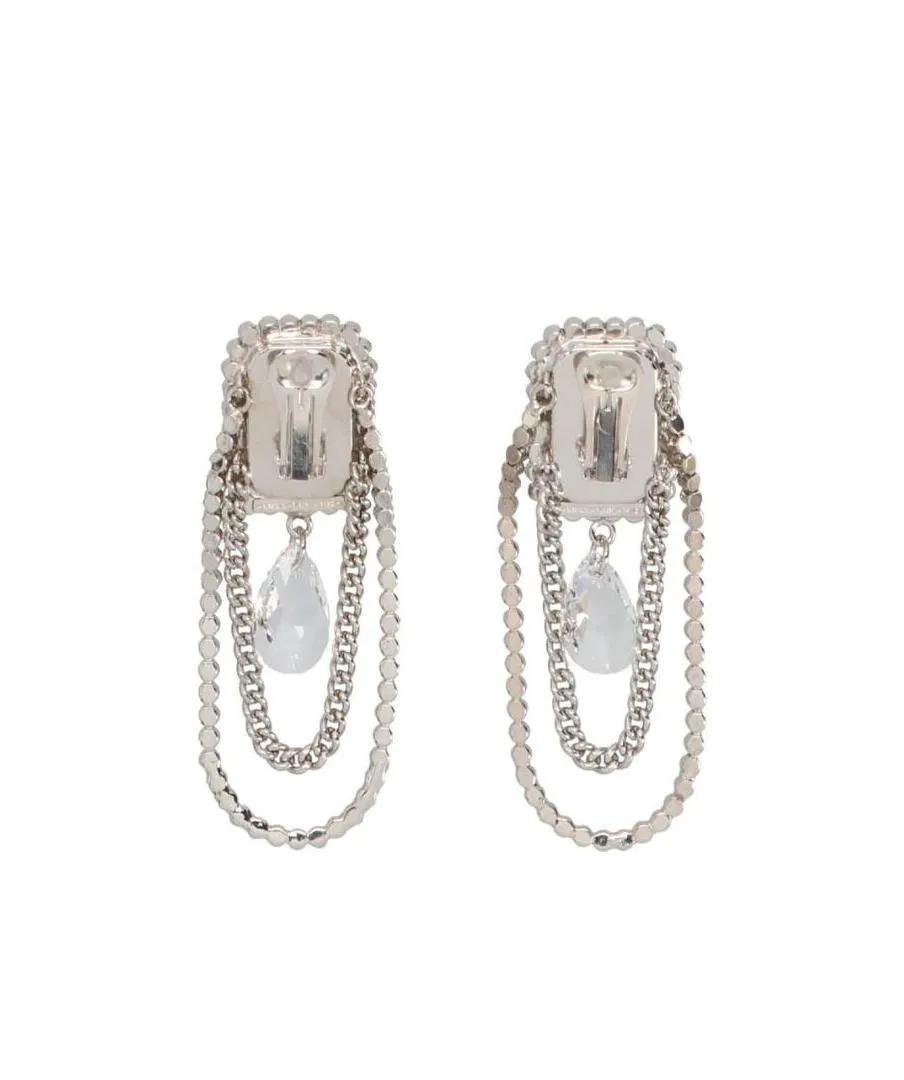 Crystal-Embellished Drop Chain Earrings