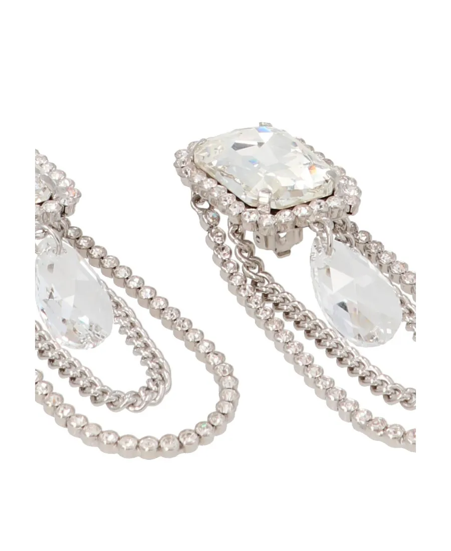 Crystal-Embellished Drop Chain Earrings