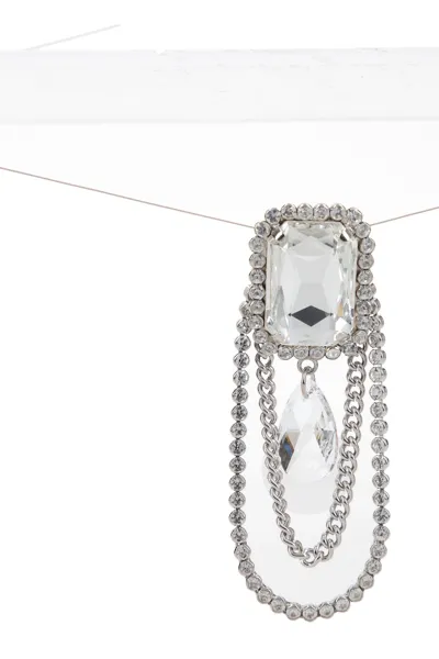 Crystal-Embellished Drop Chain Earrings
