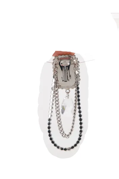 Crystal-Embellished Drop Chain Earrings