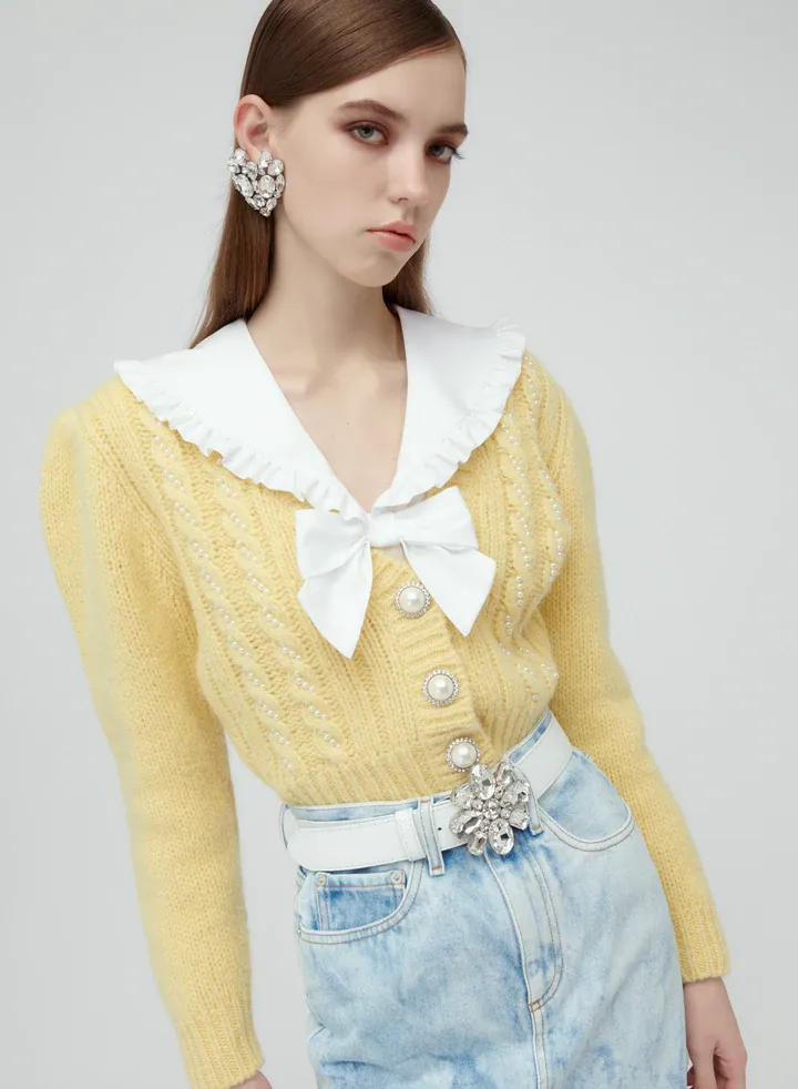 Logo Patch High Waisted Denim Skirt