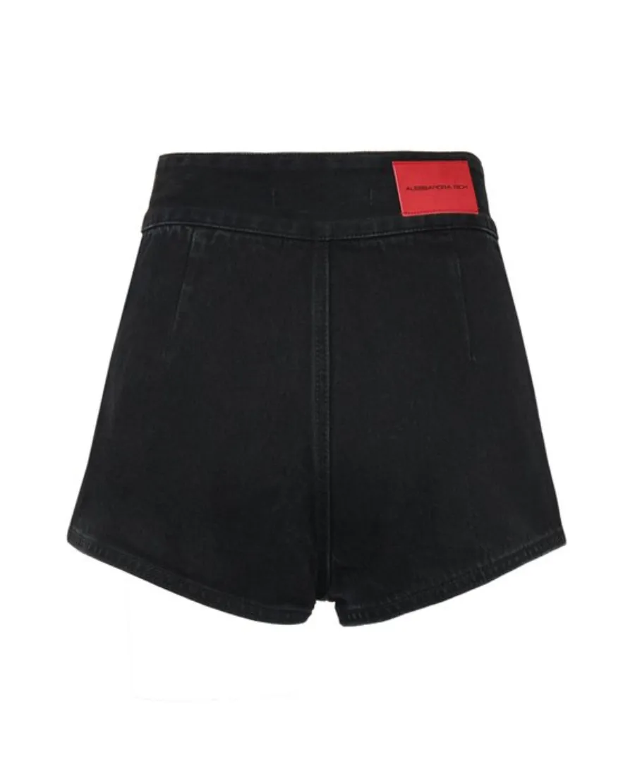 Belted High-Waisted Denim Shorts