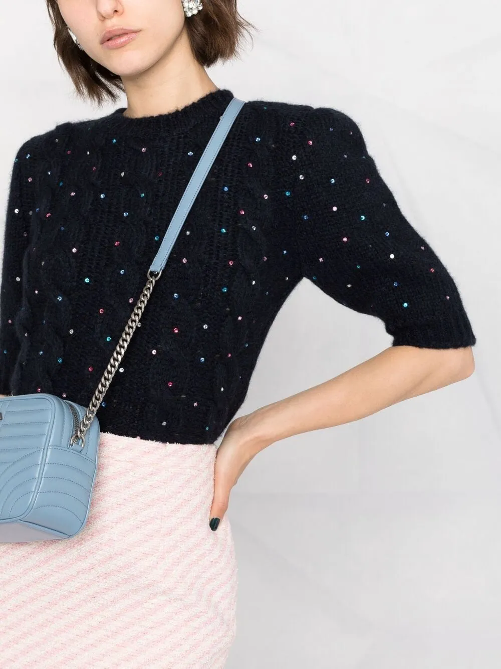 Sequin-Embellished Knitted Top