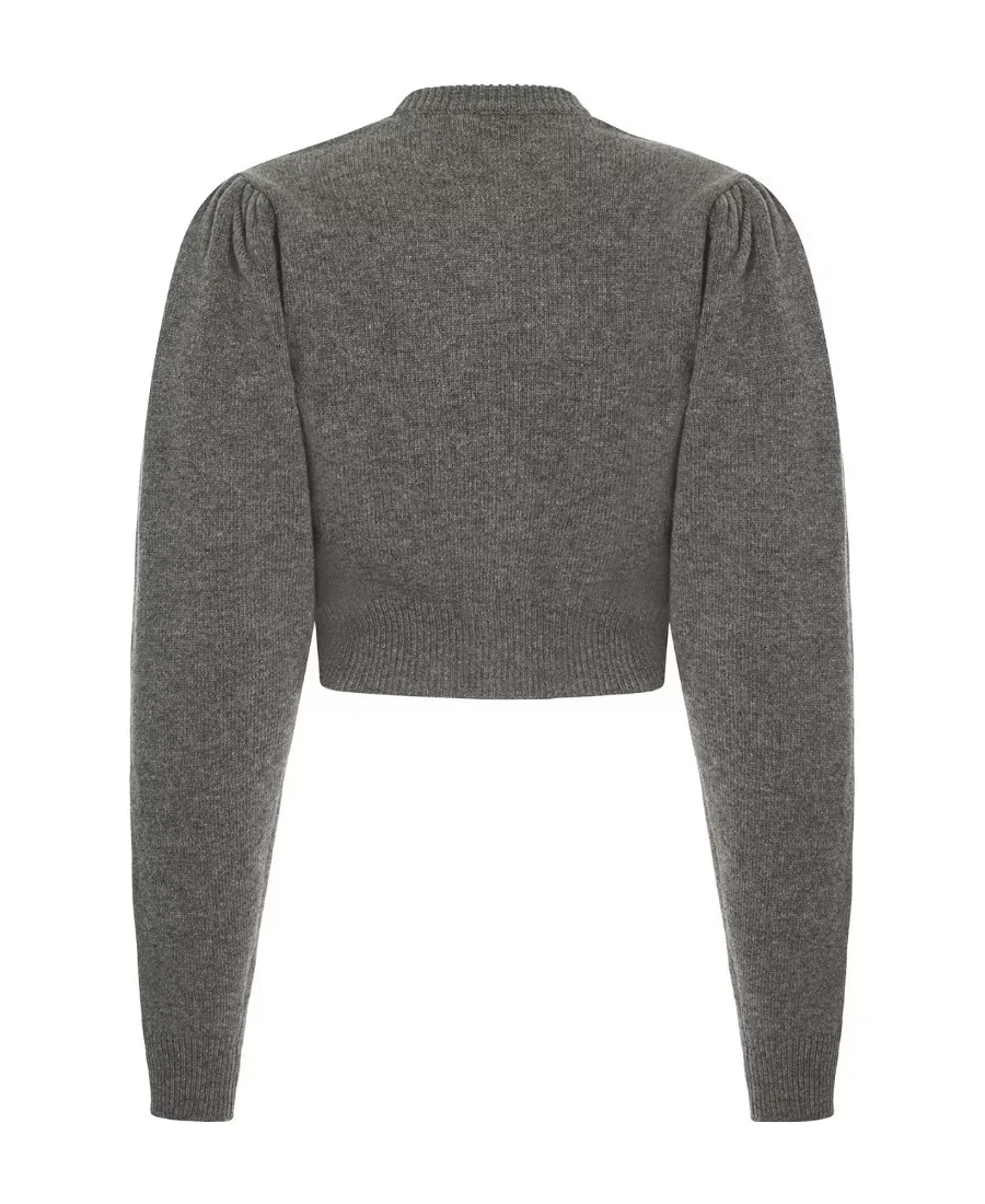 Intarsia-Knit Cropped Cardigan