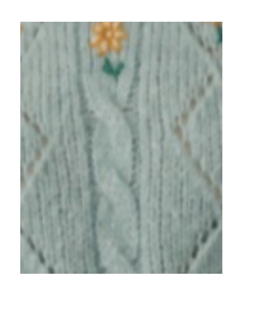 Floral Embroidery Cable-Knit Jumper