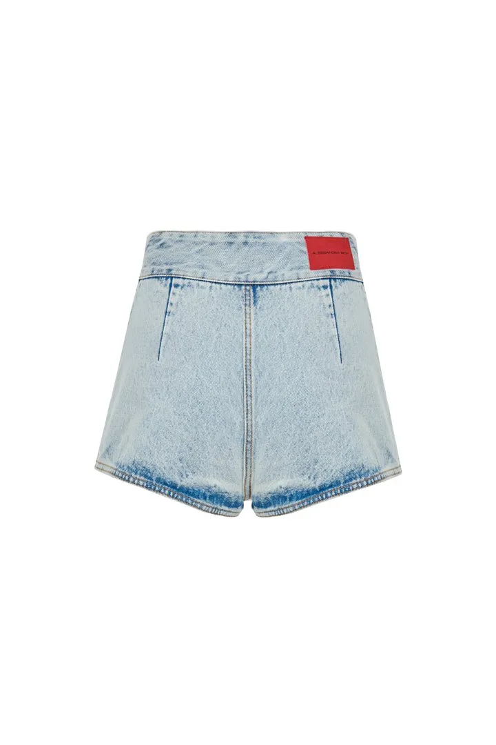 Belted Denim Shorts