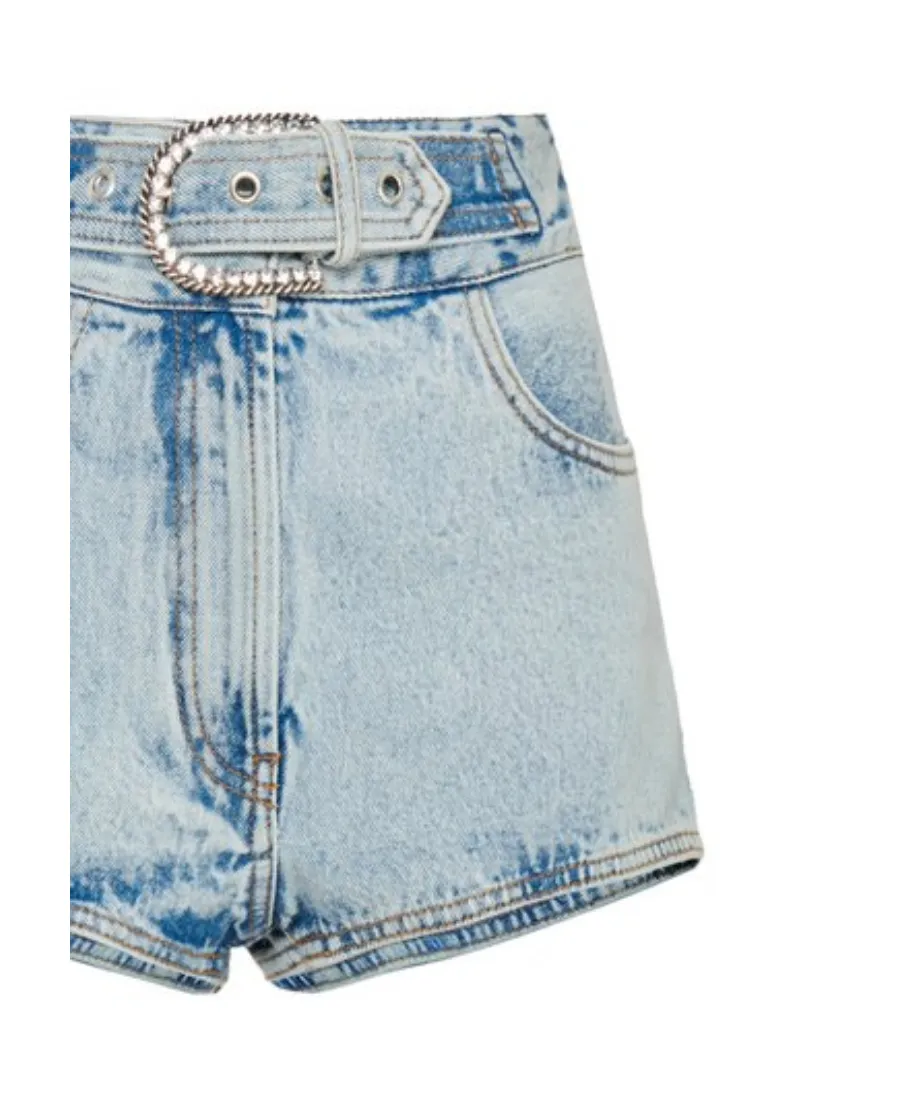 Belted Denim Shorts