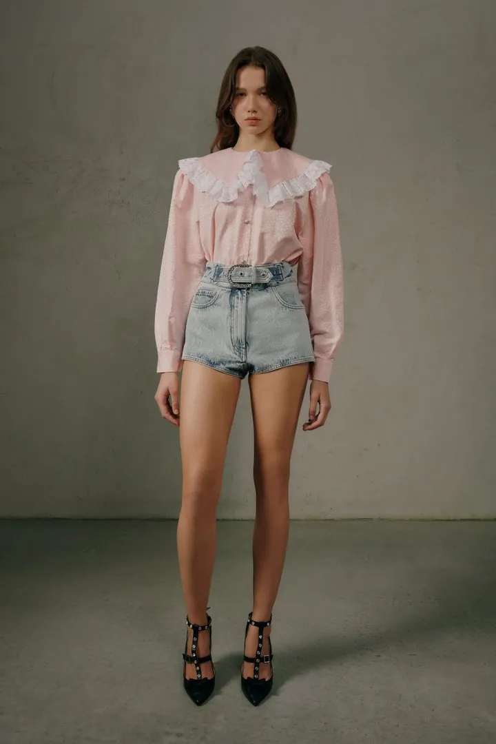 Belted Denim Shorts