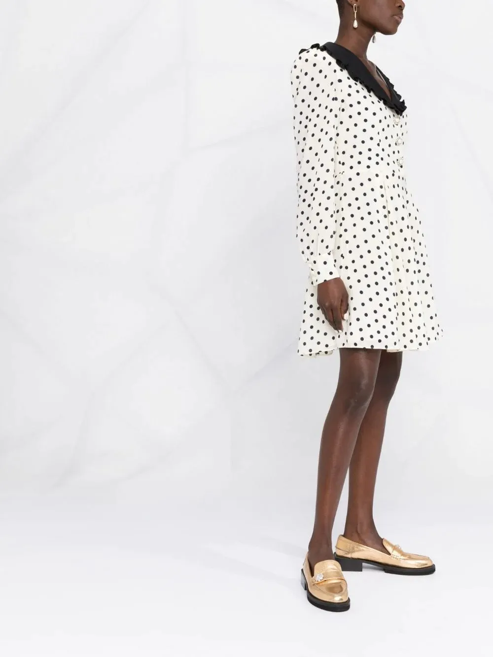 Polka Dot-Print Flared Dress