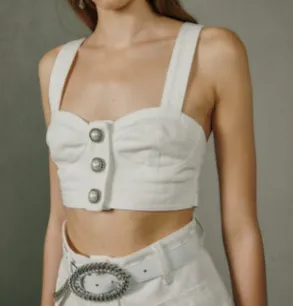 Pearl-Button Crop Top