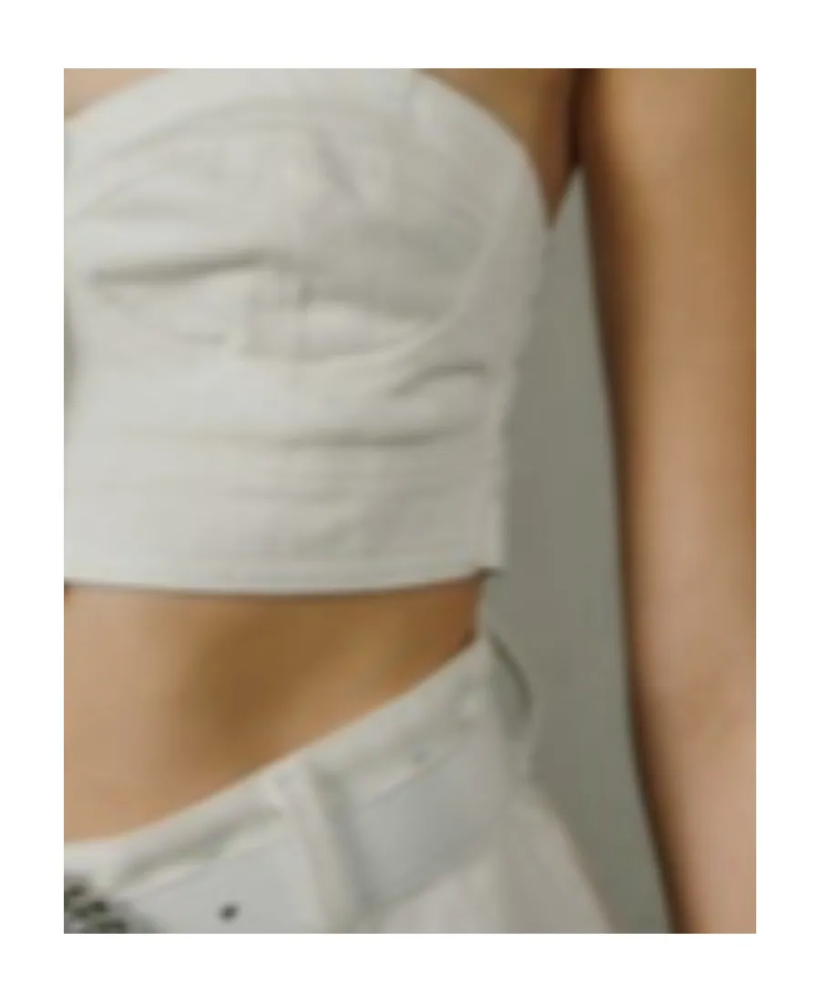 Pearl-Button Crop Top