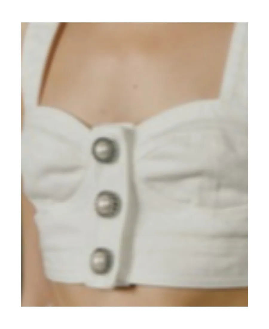 Pearl-Button Crop Top