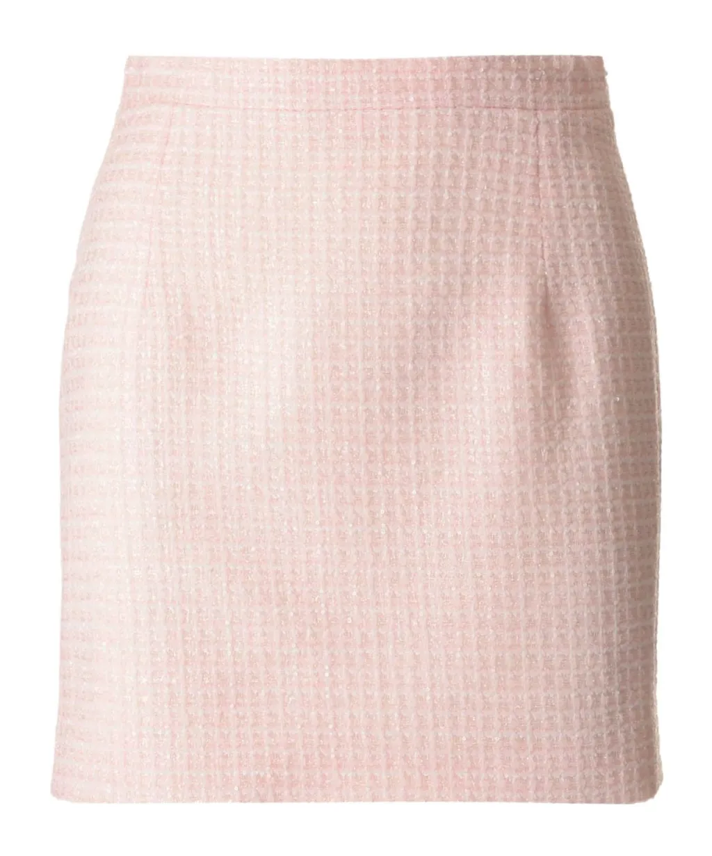 Sequin Checked Tweed Mini Skirt