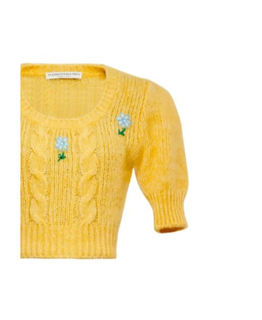 Floral-Embroidered Short-Sleeve Jumper