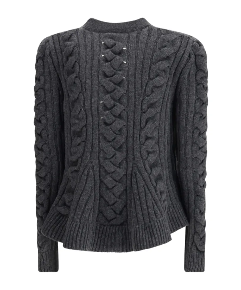 Braided Knitted Peplum Cardigan