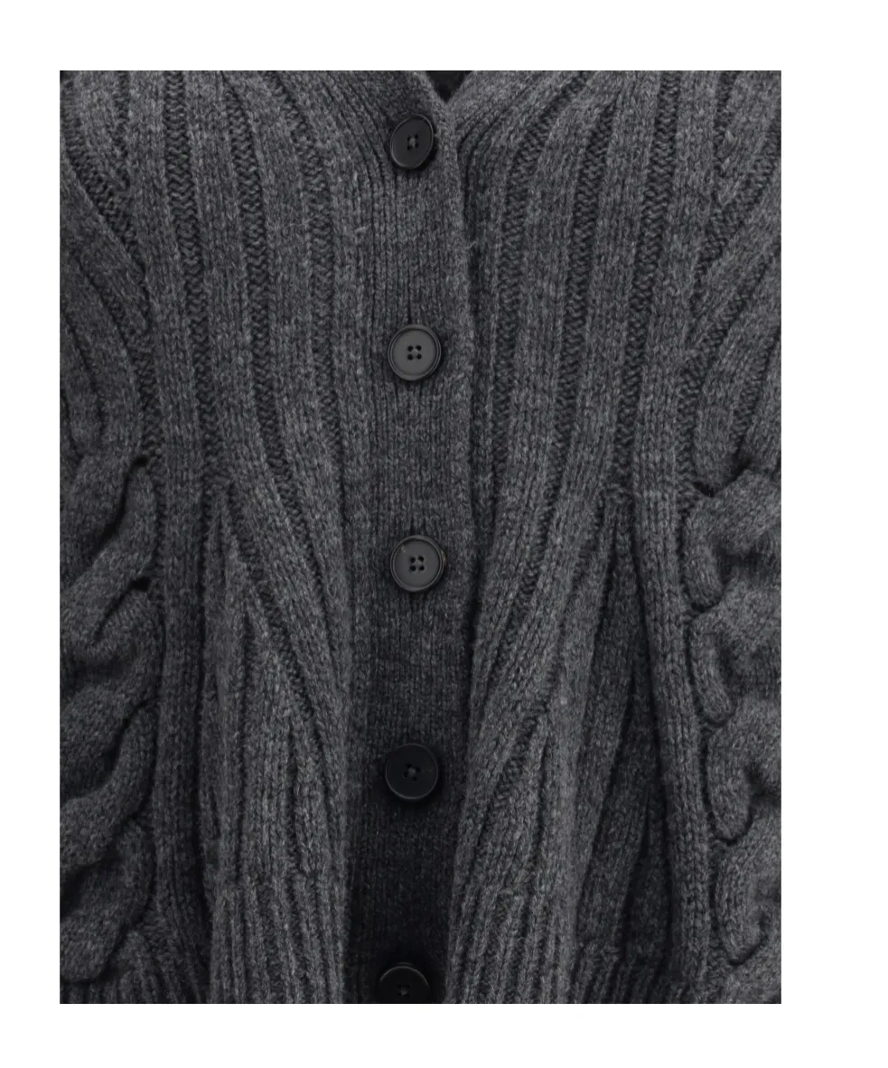 Braided Knitted Peplum Cardigan