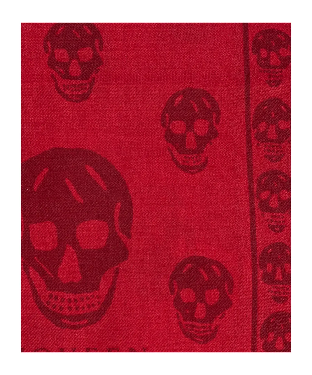 Skull Printed Fringed Edge Scarf