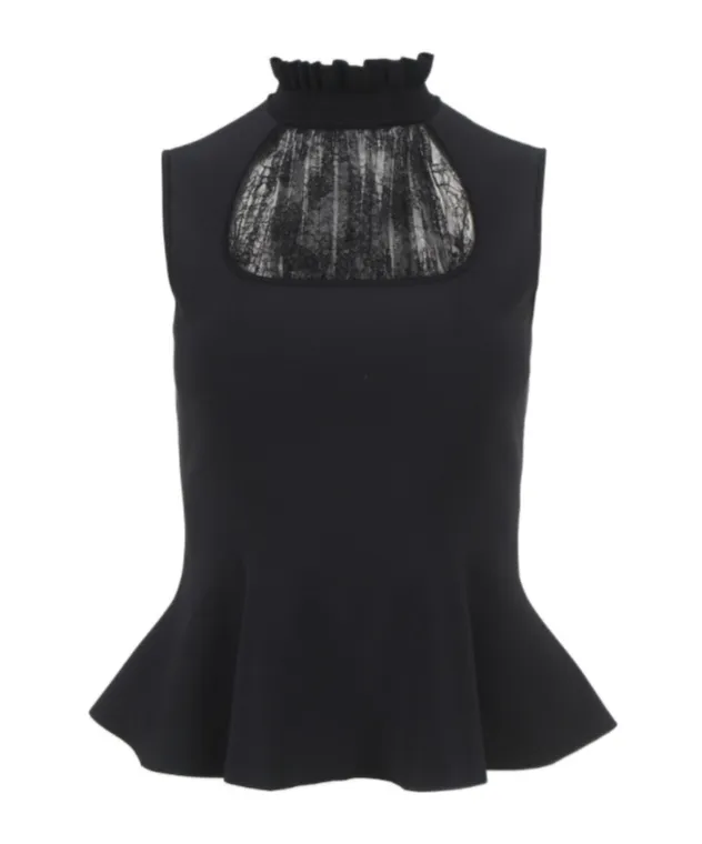 Lace-Panelled Sleeveless Top