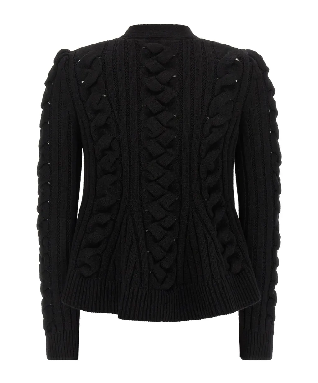 Braided Knitted Peplum Cardigan