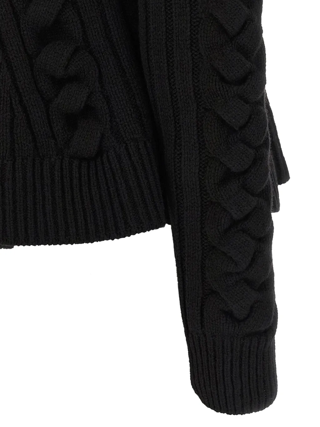 Braided Knitted Peplum Cardigan