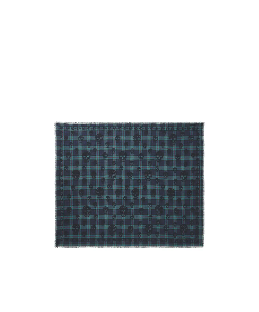 Checked Frayed-Edge Scarf