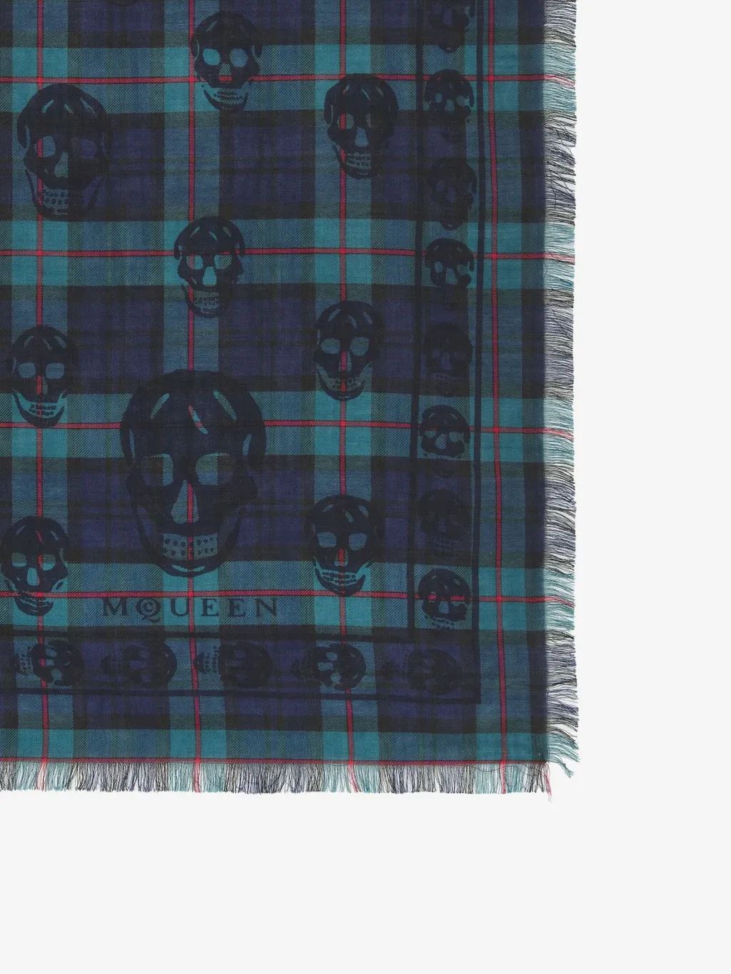 Checked Frayed-Edge Scarf