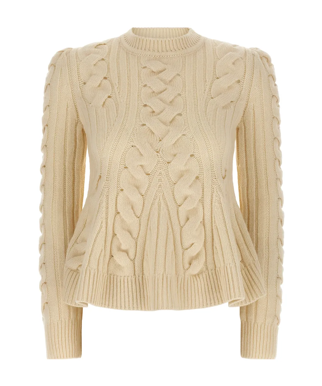 Peplum Cable-Knit Jumper