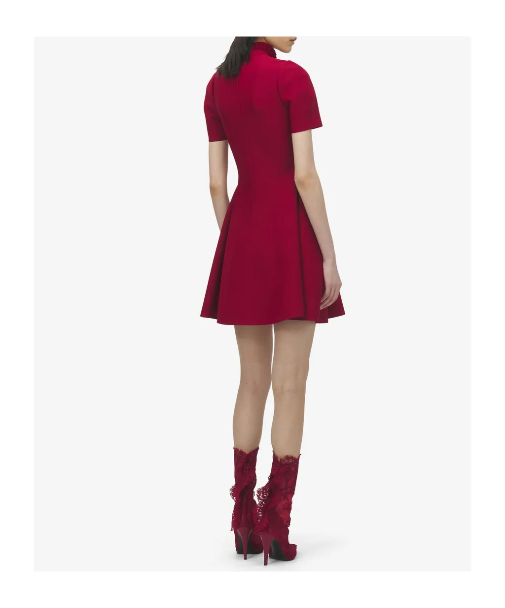 Lace-Panelled Flared Mini Dress