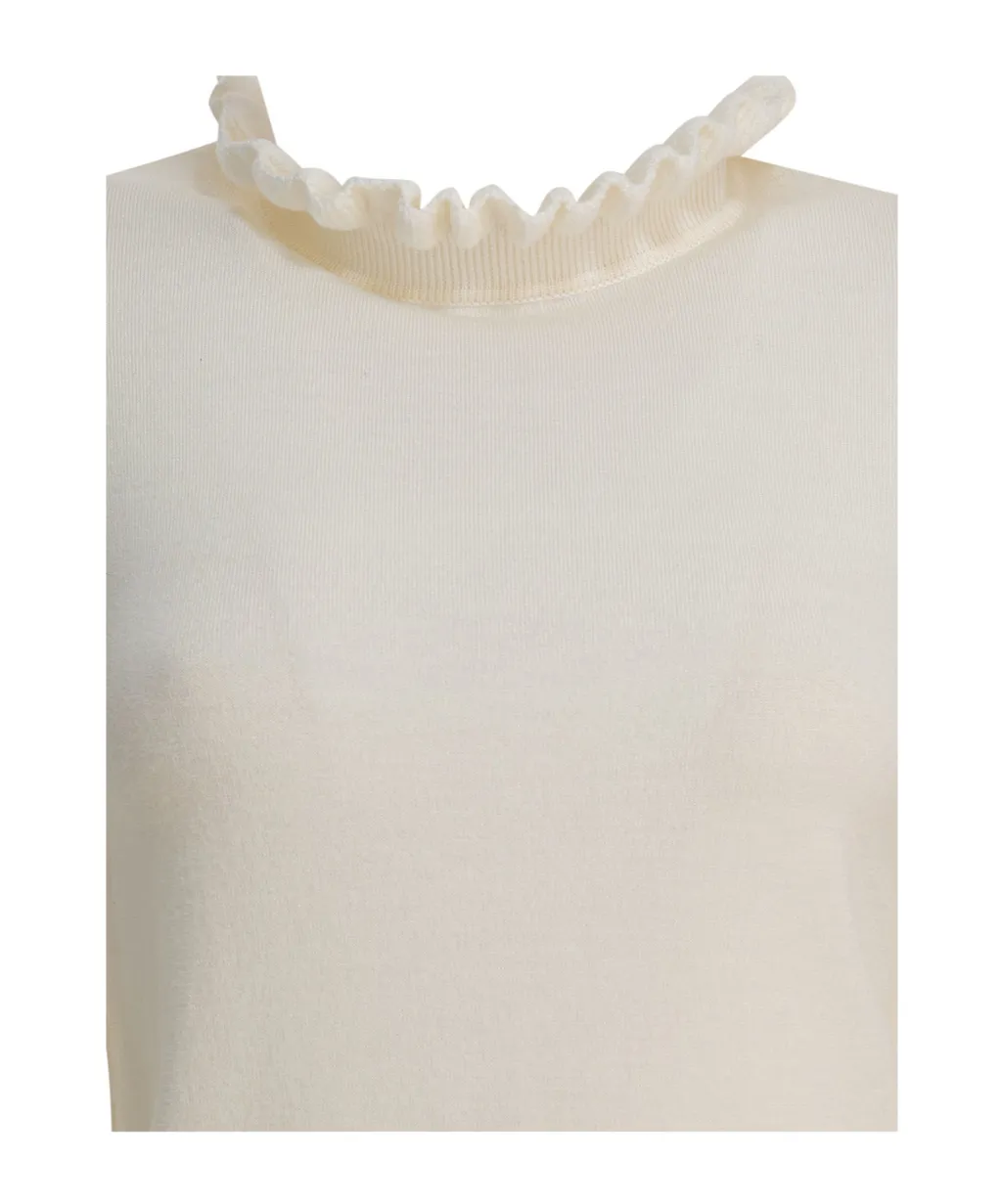 Ruffled Neck Knitted Jumper