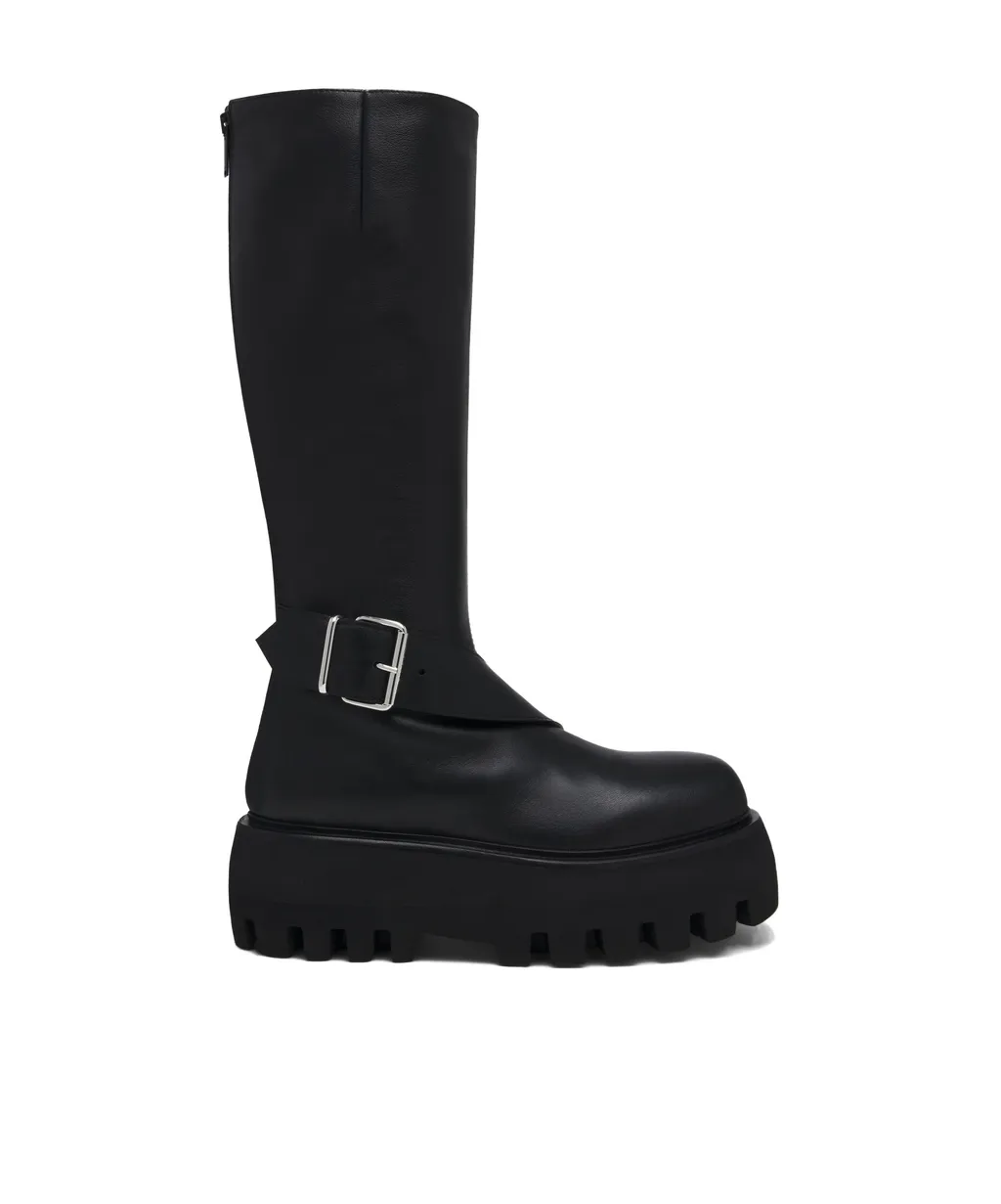 Sofa Knee-High Buckle Platform Boots