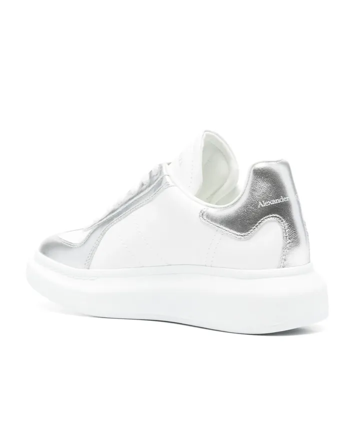 Metallic-Panel Leather Sneakers