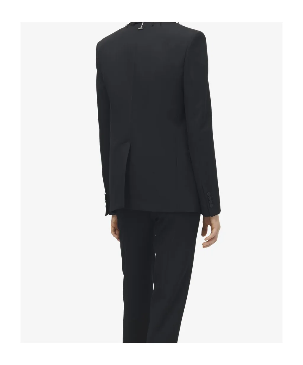 Frayed Lapel Single-Breasted Jacket
