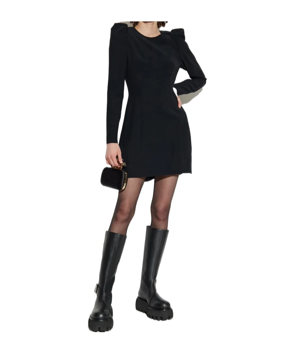 Puff-Sleeved Flared Mini Dress