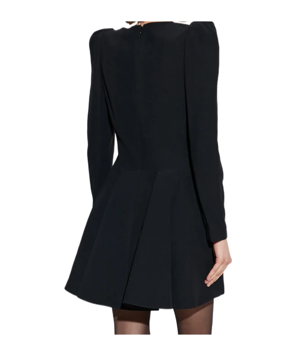 Puff-Sleeved Flared Mini Dress