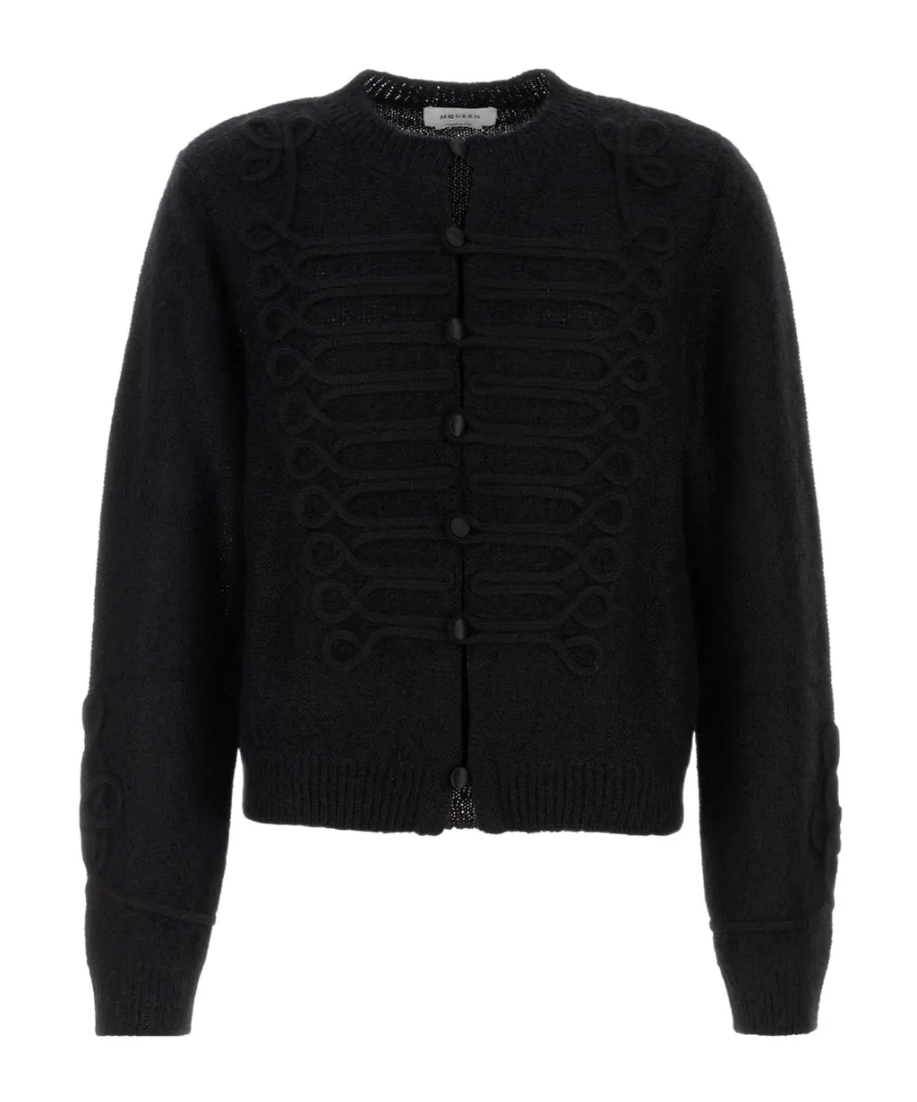 Long Sleeved Crewneck Buttoned Cardigan