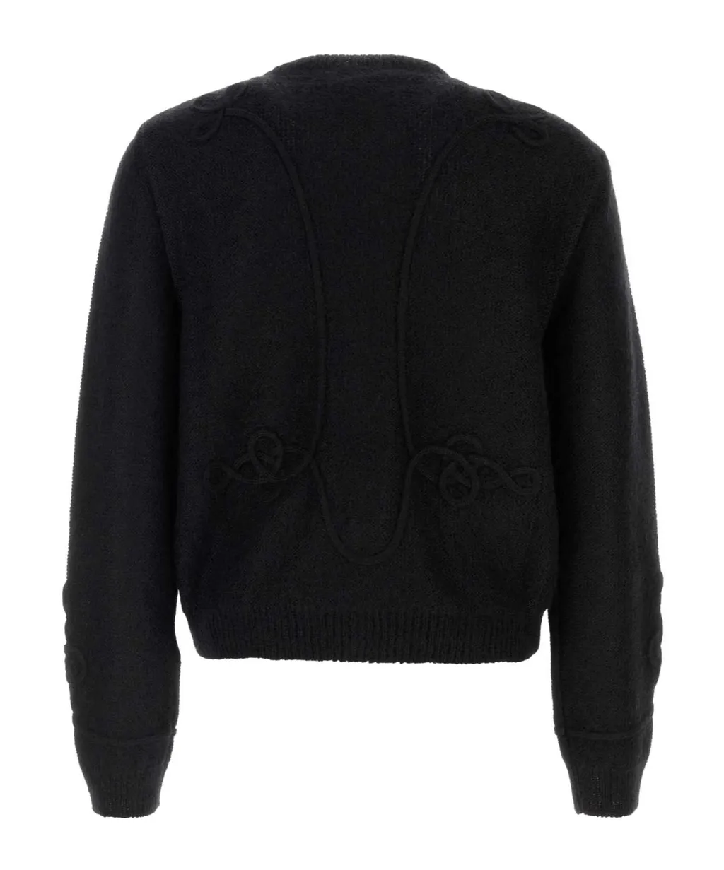 Long Sleeved Crewneck Buttoned Cardigan