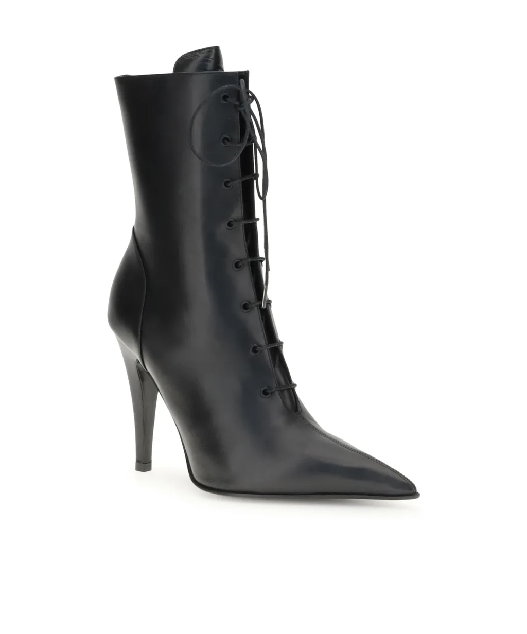 Pointed-Toe Lace-Up Boots