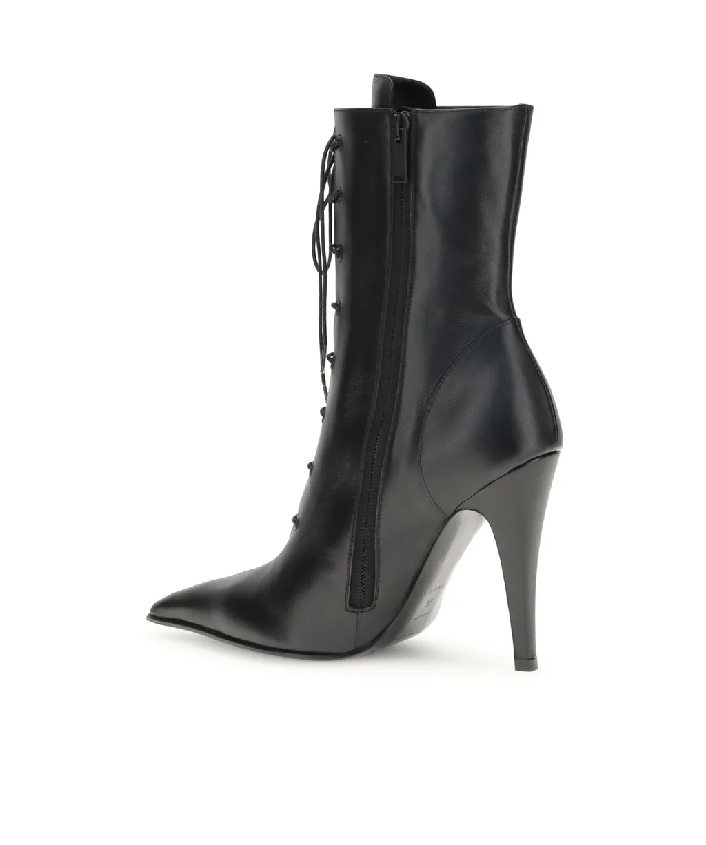 Pointed-Toe Lace-Up Boots