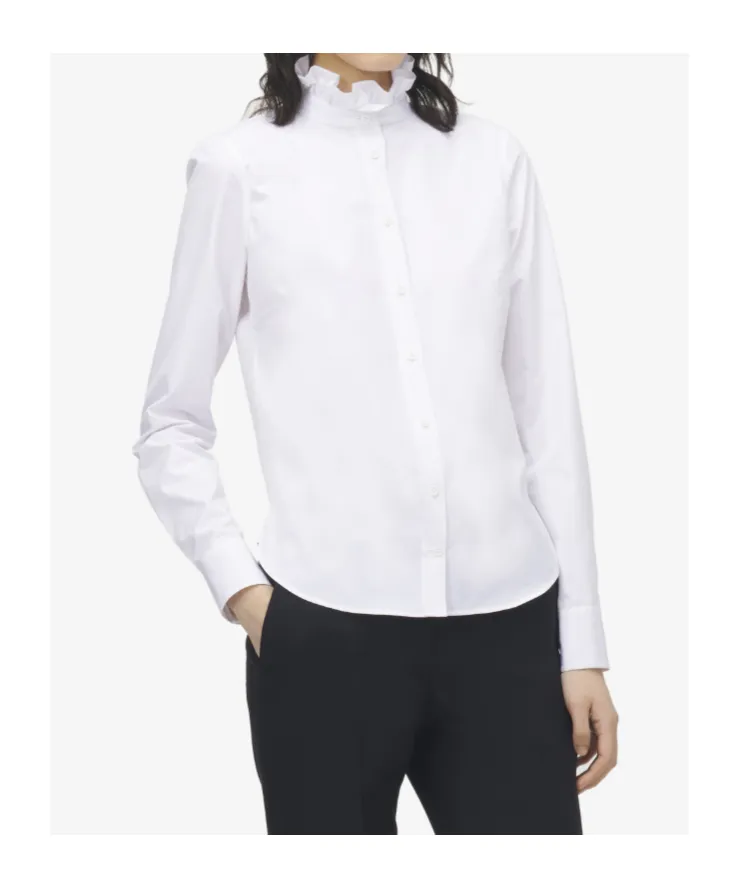 Ruffle Neck Poplin Shirt