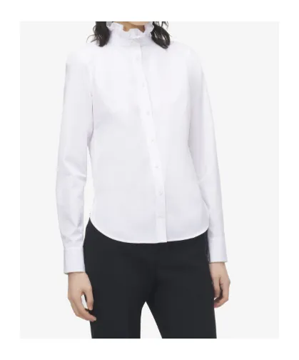 Ruffle Neck Poplin Shirt
