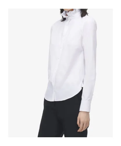 Ruffle Neck Poplin Shirt