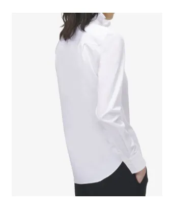 Ruffle Neck Poplin Shirt