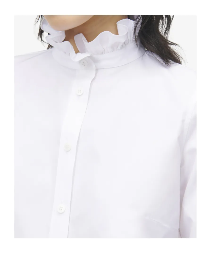 Ruffle Neck Poplin Shirt