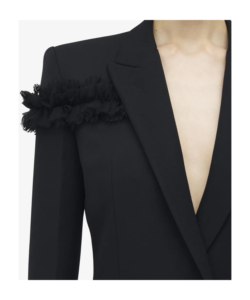 Fringed-Detail Single-Breasted Blazer