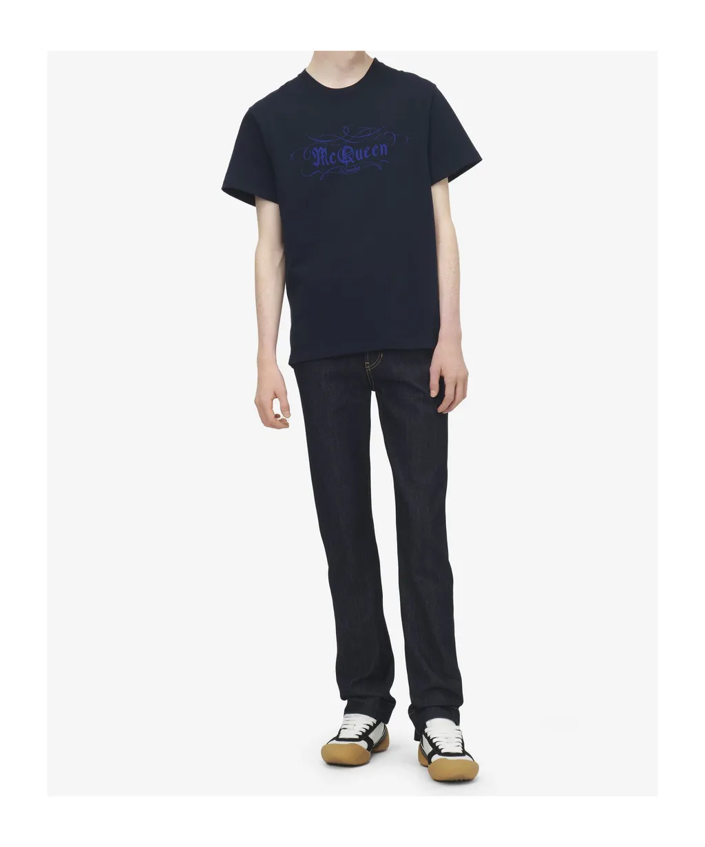 Script Printed Crewneck T-Shirt