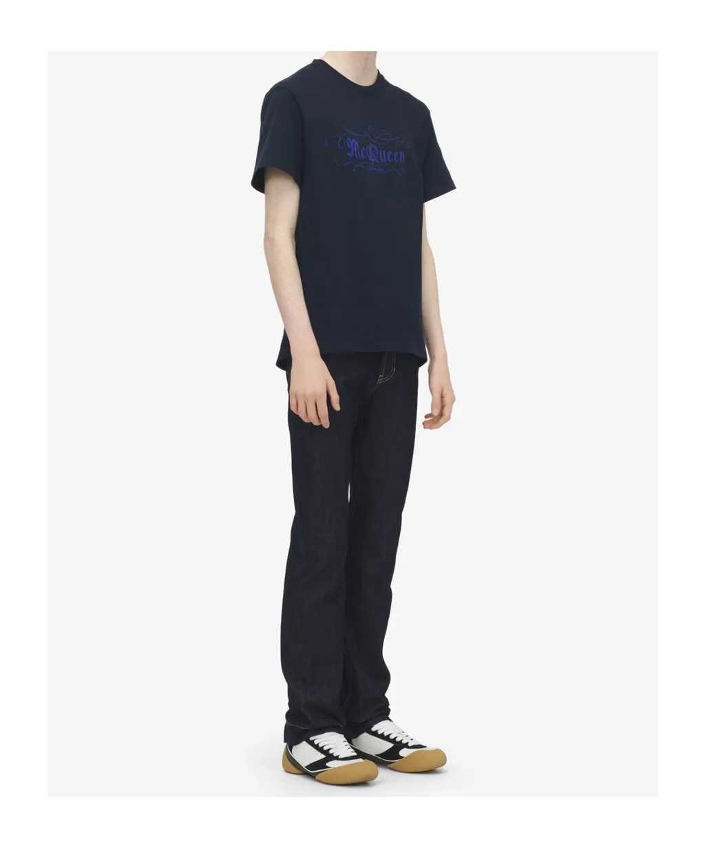 Script Printed Crewneck T-Shirt
